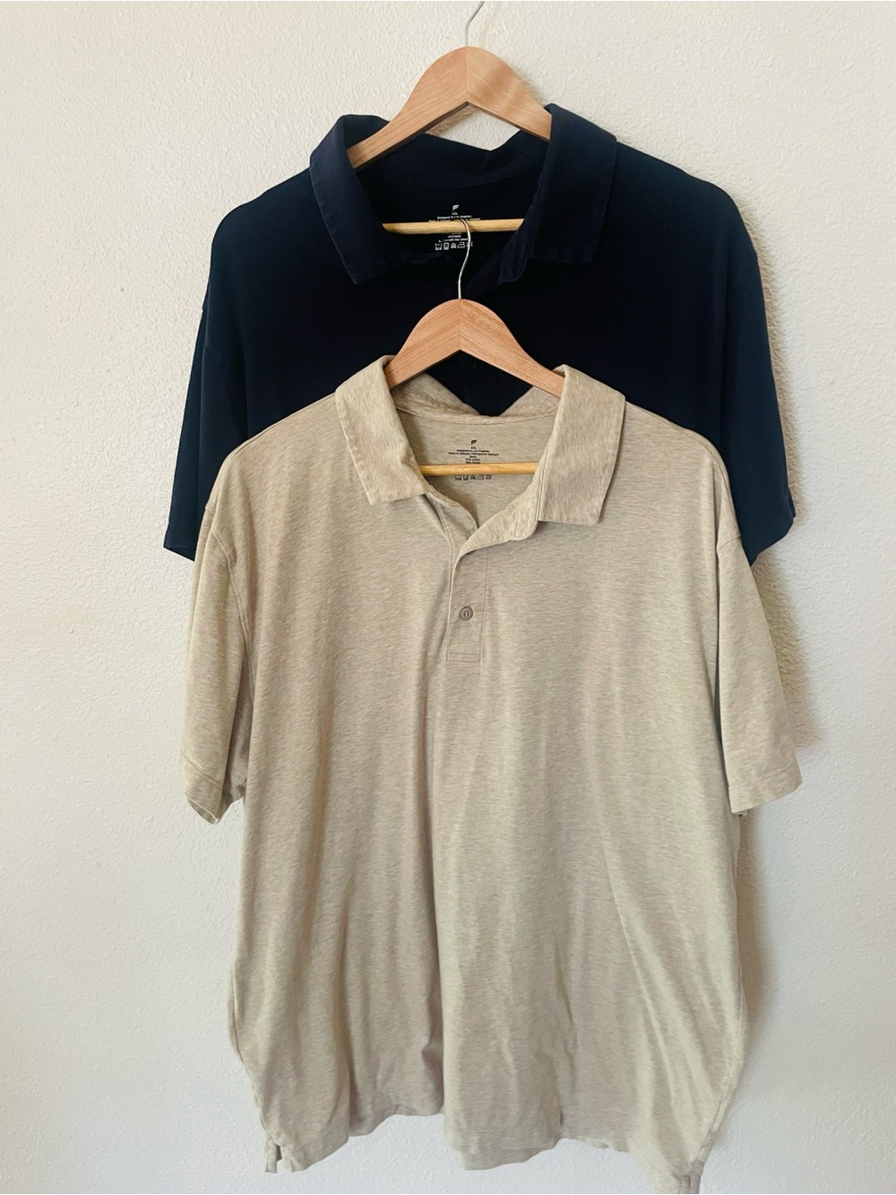 Fabletics Men's Polo Shirt Set — Beige and Navy Size XXL